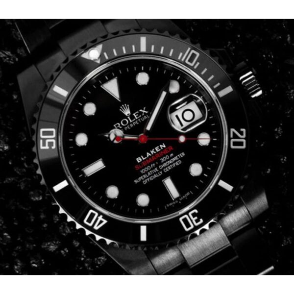 Replica Swiss Rolex Submariner Blaken Black Dial