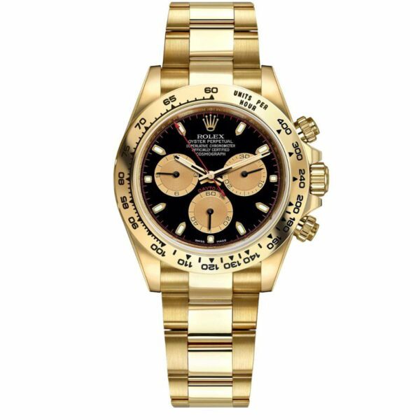 Replica Swiss Rolex Cosmograph Daytona Yellow Gold Black Dial