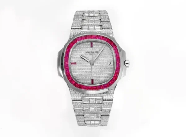 Replica Patek Philippe Nautilus White Gold Ruby Dial