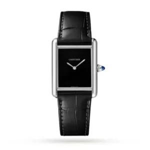 Replica Cartier Tank Must Women Quartz Black Dial Alligator Strap